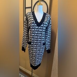 DKNY Monochrome Logo Knit Dress